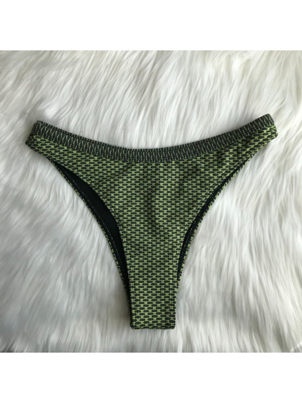 NWOT Neon Green High Cut Leg Cheeky Brazilian Bikini Bottoms - M